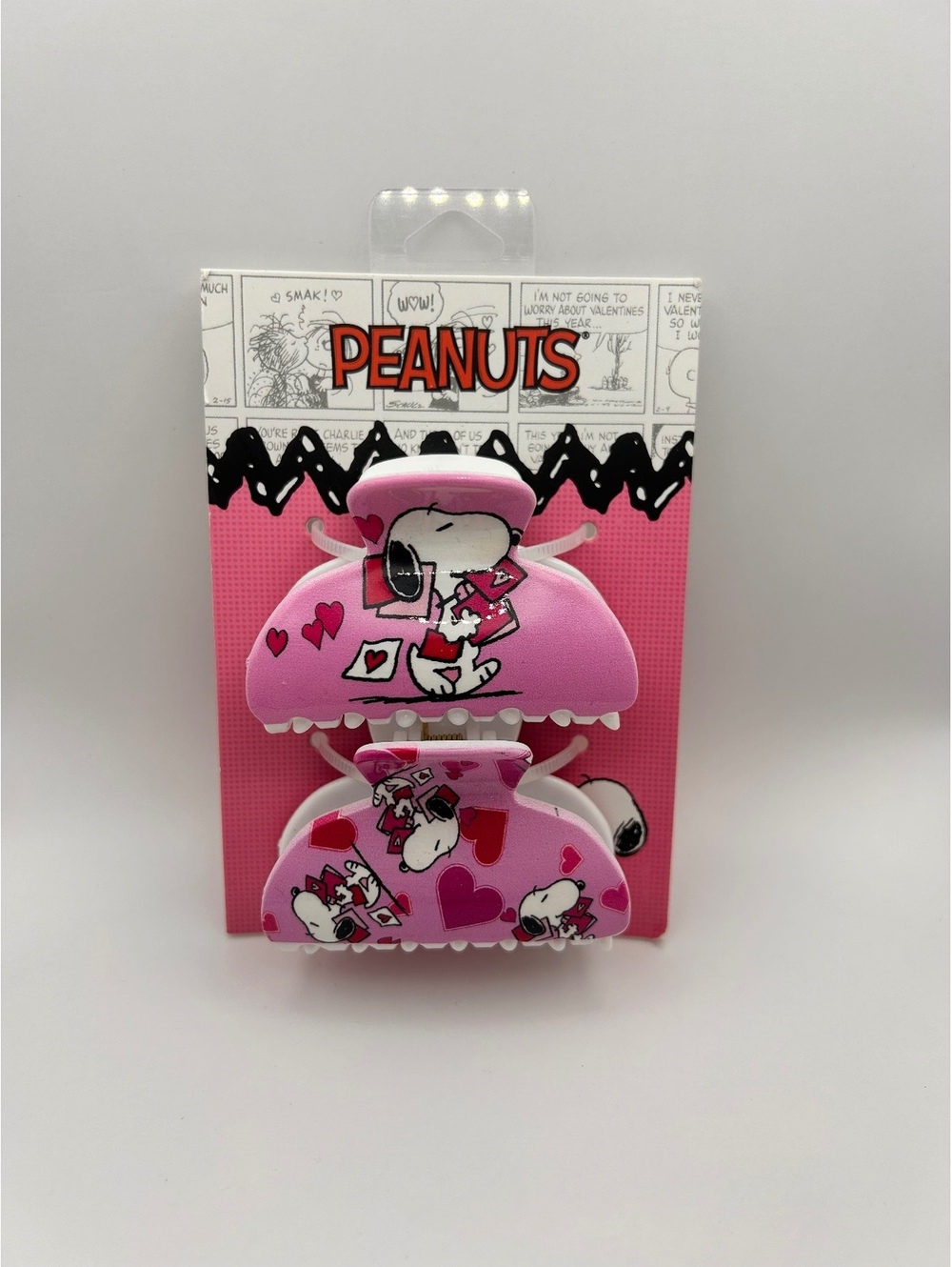 Peanuts Snoopy Pink Heart Hair Claw Clips Set of 2